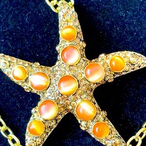 Crystal peach Starfish by Designer PJM Goldtone 17